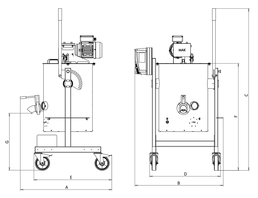 Cooking kettle with agitator CookMakMix 50L - Dimensions